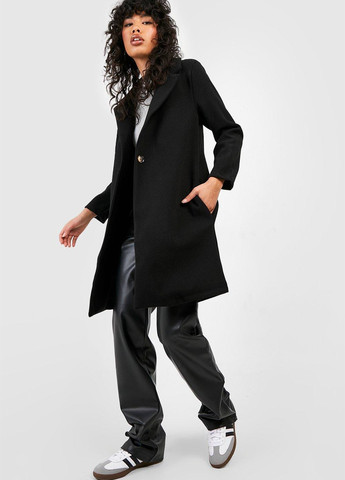 Черное демисезонное Пальто однобортное Boohoo