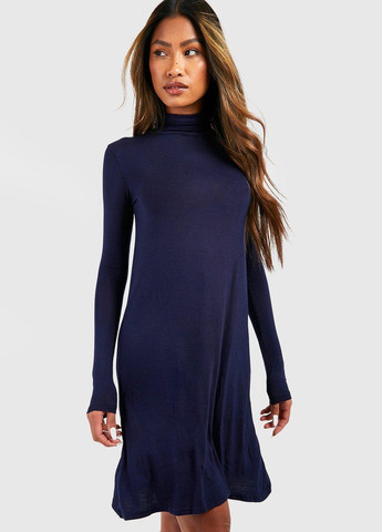 Темно-синя кежуал сукня сукня-водолазка Boohoo однотонна
