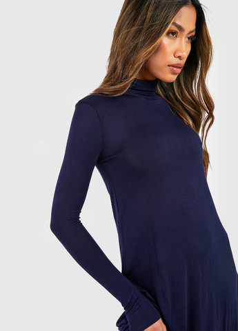 Темно-синя кежуал сукня сукня-водолазка Boohoo однотонна