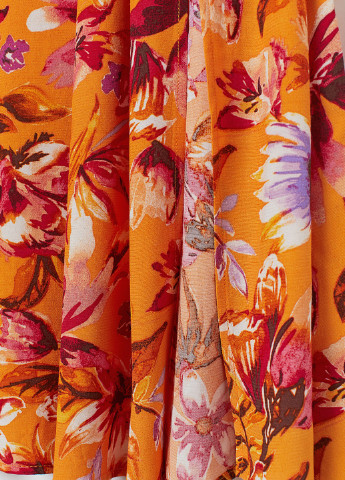 Оранжевая кэжуал цветочной расцветки юбка H&M клешированная