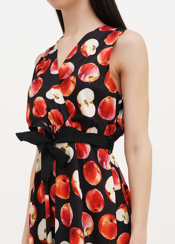 Чорна кежуал сукня кльош Lumina з малюнком