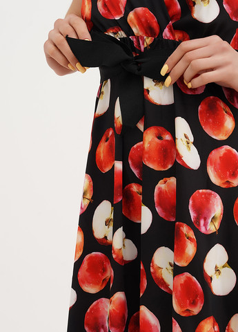 Чорна кежуал сукня кльош Lumina з малюнком