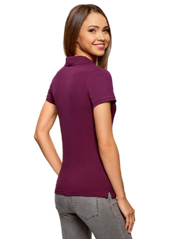 Фиолетовая женская футболка-поло Oodji однотонная