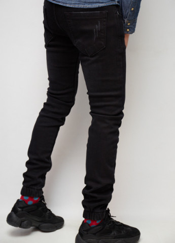 Черные зимние джинсы джогеры утепленные joggers 6371 Mario
