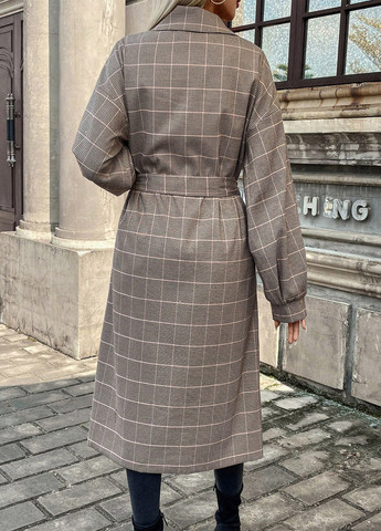 Сіро-бежеве демісезонне Пальто однобортне SHEIN