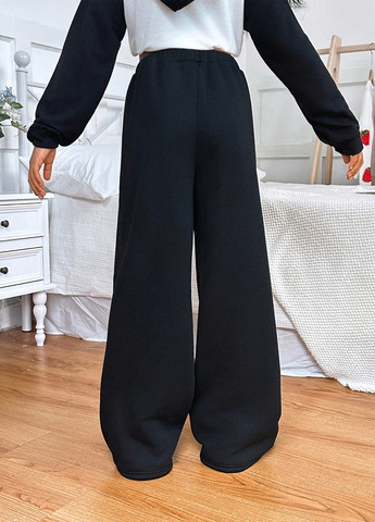 Черные спортивные, кэжуал демисезонные прямые брюки SHEIN