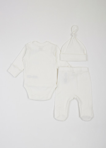 Молочний демісезонний комплект (боді, повзунки, шапка) KRAKO