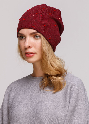 Зимова жіноча тепла шапка з перлами та камінням на флісовій підкладці 550050 DeMari марс (237864207)