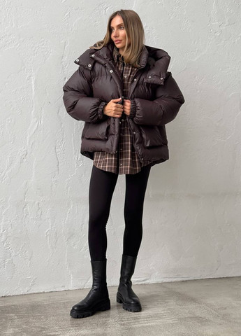 Коричневий зимній Пуховик No Brand