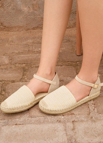 Світло-бежеві еспадрилі SHEIN однотонний плетіння (332389523)
