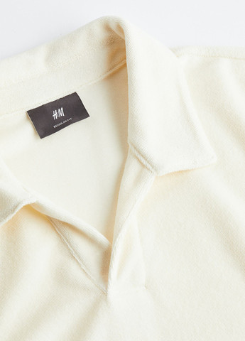 Молочная футболка-поло для мужчин H&M однотонная
