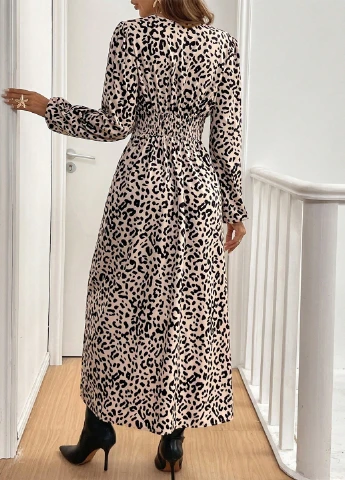 Айворі кежуал сукня кльош SHEIN з тваринним принтом