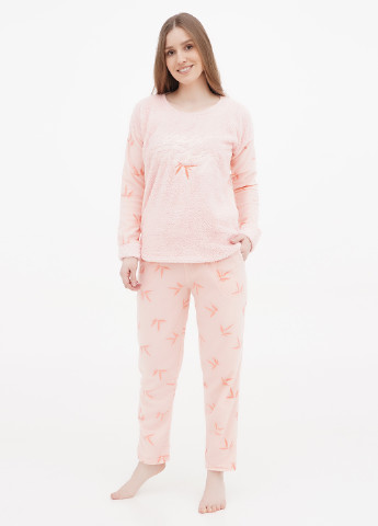 Светло-розовая всесезон пижама (свитшот, брюки) свитшот + брюки Tarz Moda