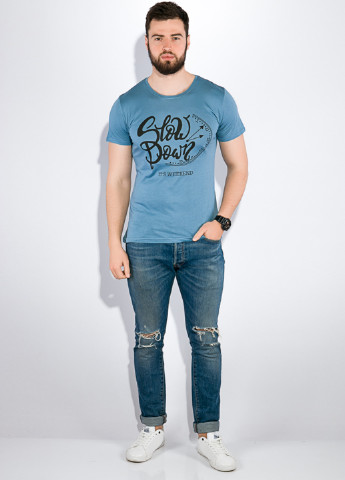 Темно-блакитна футболка Time of Style