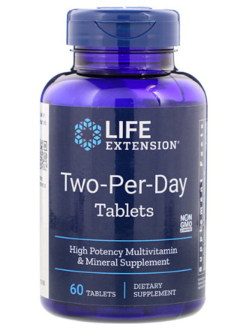 Мультивитамины Дважды в День, Two-Per-Day,, 60 таблеток Life Extension (228291953)