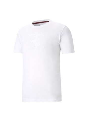 Белая демисезонная футболка scuderia ferrari race big shield tonal men's tee Puma