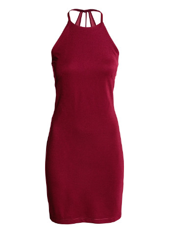Бордовое коктейльное платье футляр H&M однотонное
