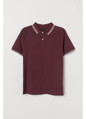 Бордовая футболка-поло для мужчин H&M однотонная