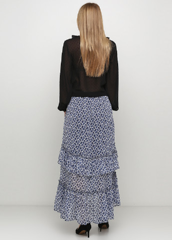 Синяя кэжуал с абстрактным узором юбка H&M а-силуэта (трапеция)