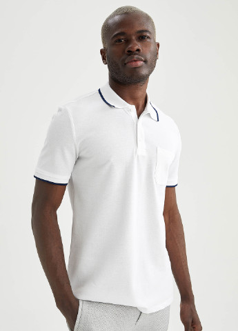 Белая футболка-поло для мужчин DeFacto