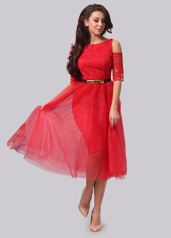 Красное коктейльное платье пачка Lila Kass