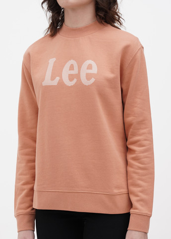 Свитшот Lee - Прямой крой логотип персиковый кэжуал хлопок, трикотаж - (272602793)
