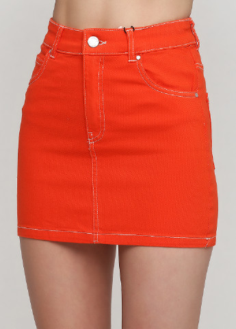 Оранжевая джинсовая однотонная юбка Bershka