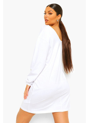 Белое кэжуал платье платье-свитшот Boohoo однотонное