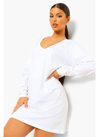 Белое кэжуал платье платье-свитшот Boohoo однотонное