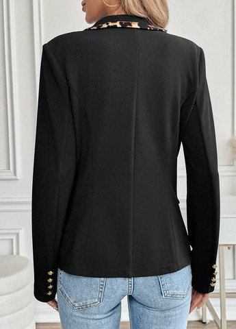 Черный женский жакет SHEIN однотонный - демисезонный