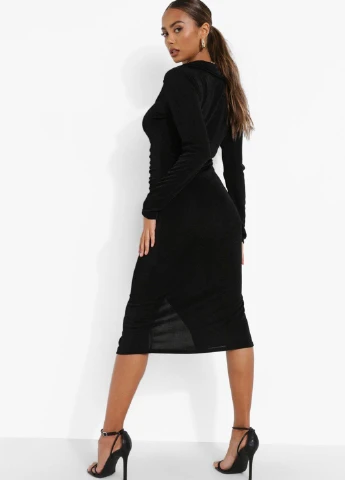 Черное кэжуал платье футляр Boohoo однотонное