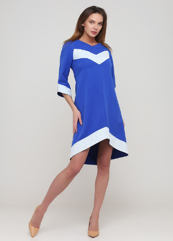 Синее кэжуал платье а-силуэт Olga Shyrai for PUBLIC&PRIVATE однотонное