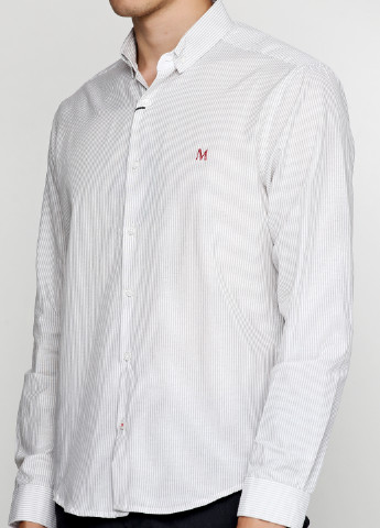 Белая кэжуал рубашка в полоску MAKSYMIV с длинным рукавом