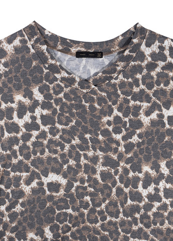 Сіро-коричнева кежуал сукня сукня-футболка, а-силует SHEIN леопардовий