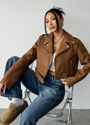 Коричнева демісезонна куртка косуха SHEIN