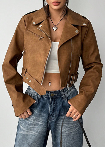 Коричнева демісезонна куртка косуха SHEIN