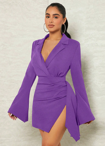Фиолетовое кэжуал платье платье-жакет SHEIN однотонное