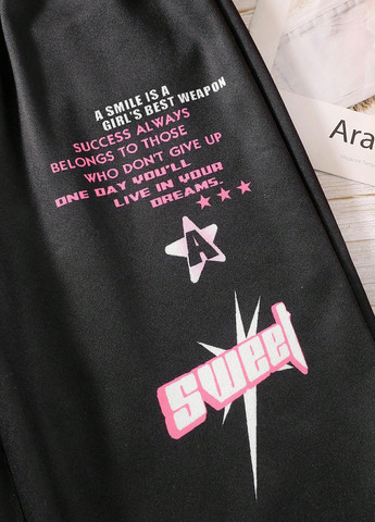 Черные спортивные, кэжуал демисезонные брюки SHEIN