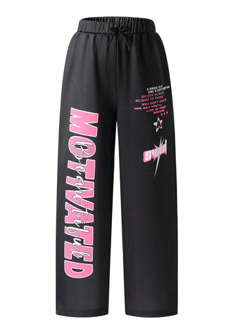 Черные спортивные, кэжуал демисезонные брюки SHEIN