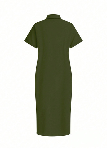 Темно-зеленое кэжуал платье рубашка SHEIN однотонное