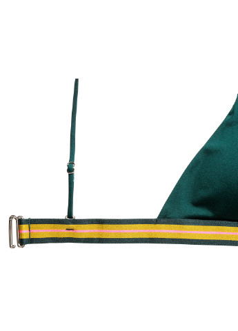 Купальный лиф H&M бикини однотонный зелёный пляжный полиамид