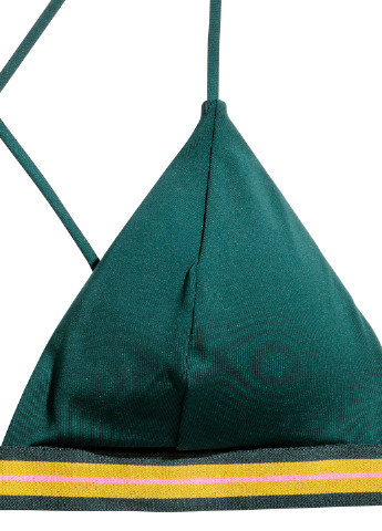 Купальный лиф H&M бикини однотонный зелёный пляжный полиамид