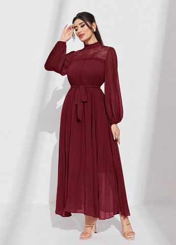 Бордова вечірня сукня кльош SHEIN однотонна