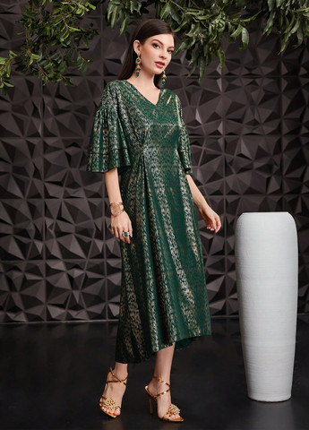 Темно-зелена кежуал сукня а-силует SHEIN з абстрактним візерунком