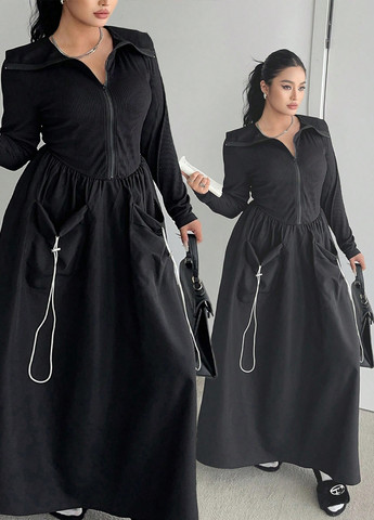 Чорна кежуал сукня SHEIN однотонна