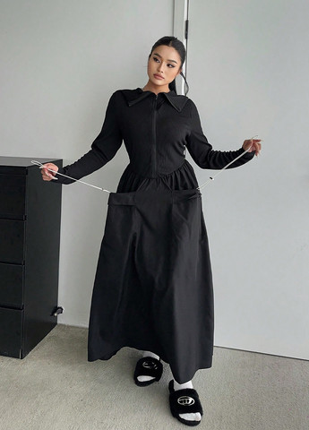 Чорна кежуал сукня SHEIN однотонна