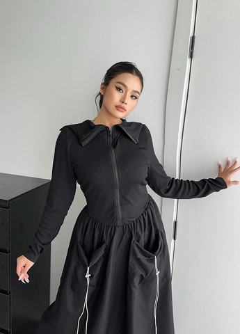 Чорна кежуал сукня SHEIN однотонна