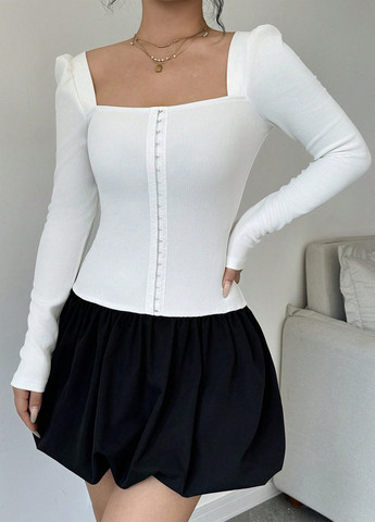 Черно-белое кэжуал платье баллон SHEIN однотонное