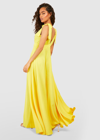 Желтое праздничный платье в стиле ампир Boohoo однотонное
