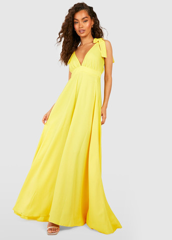 Жовтий святковий сукня в стилі армпір Boohoo однотонна
